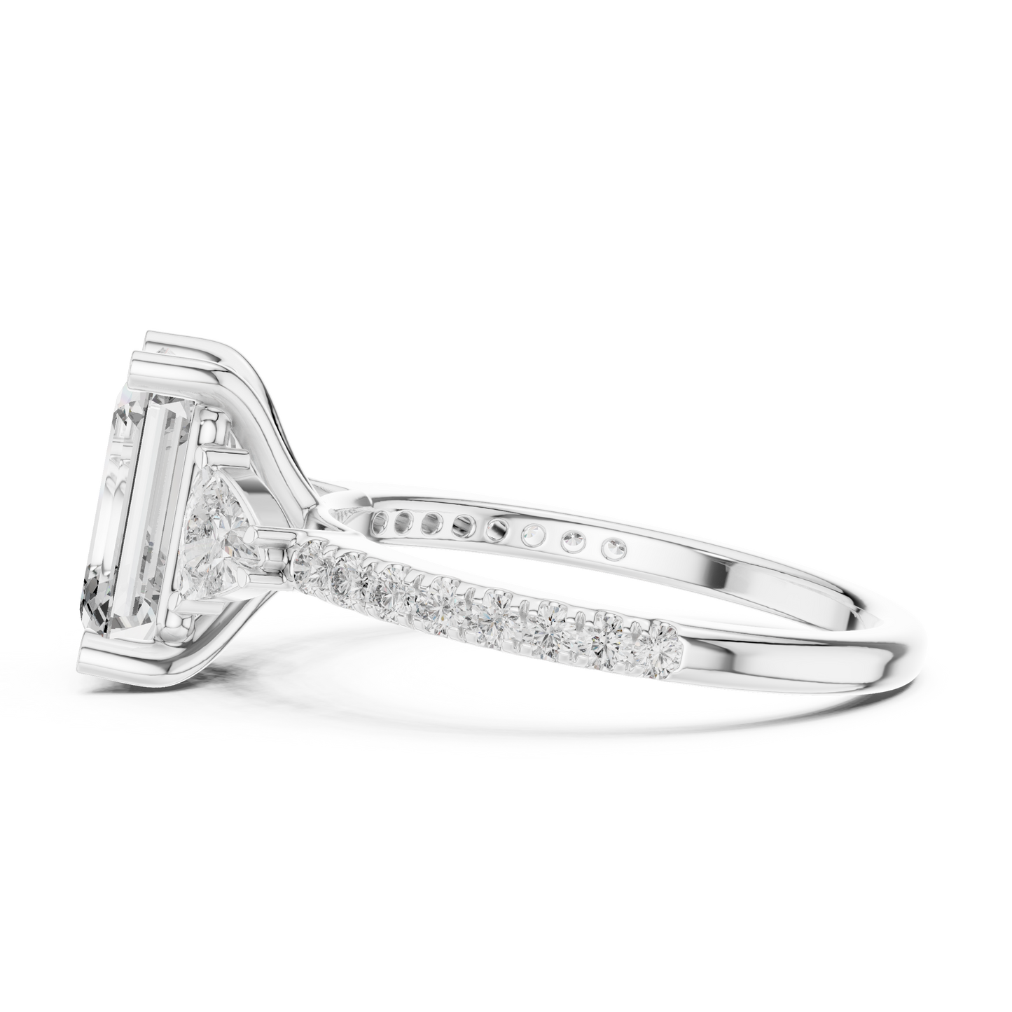 Radiant Emerald Pave Accent Ring