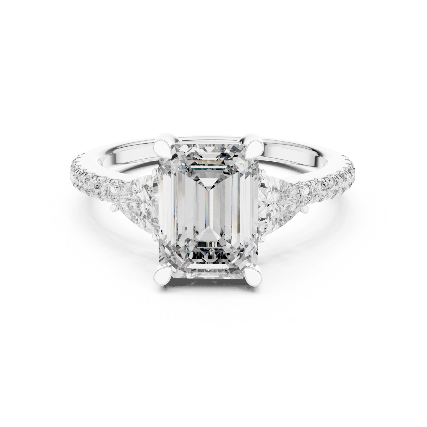 Radiant Emerald Pave Accent Ring