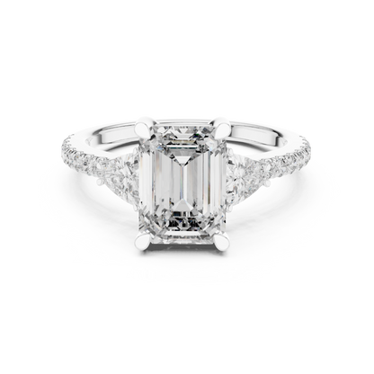 Radiant Emerald Pave Accent Ring