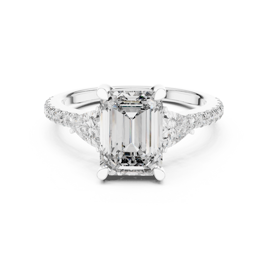 Radiant Emerald Pave Accent Ring