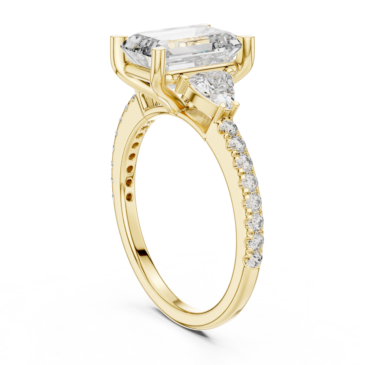 Radiant Emerald Pave Accent Ring
