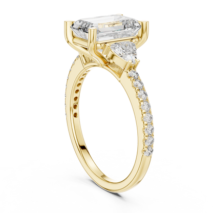 Radiant Emerald Pave Accent Ring