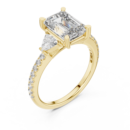 Radiant Emerald Pave Accent Ring