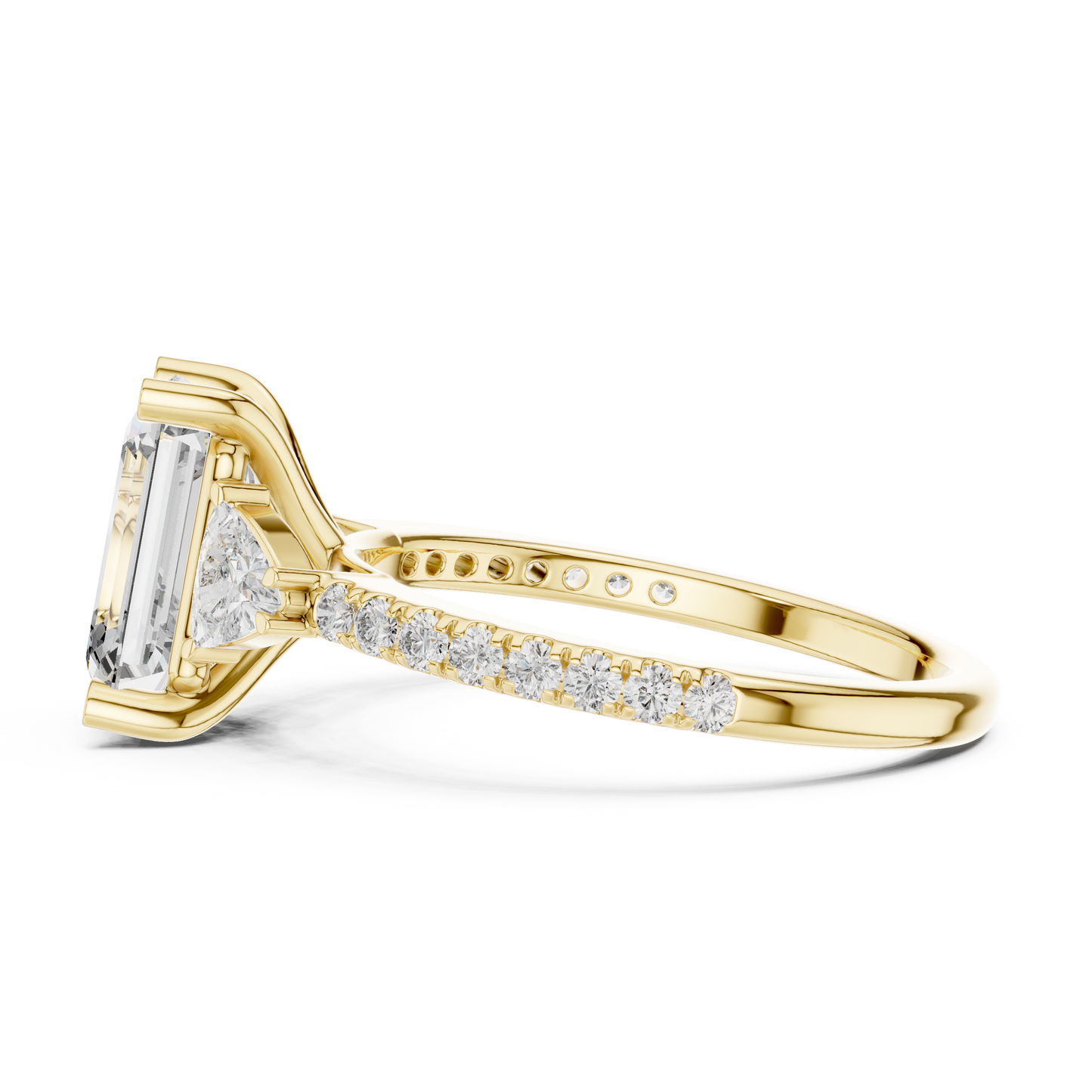 Radiant Emerald Pave Accent Ring