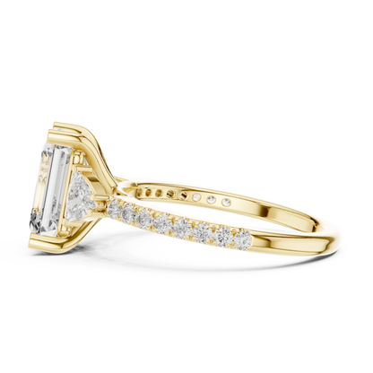 Radiant Emerald Pave Accent Ring