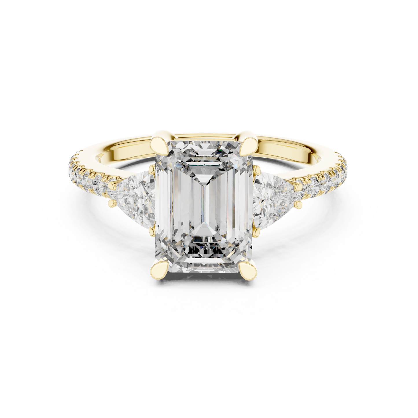 Radiant Emerald Pave Accent Ring