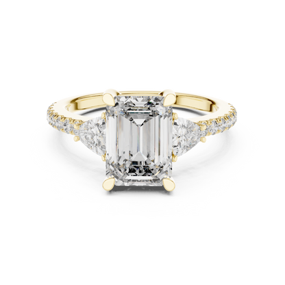 Radiant Emerald Pave Accent Ring