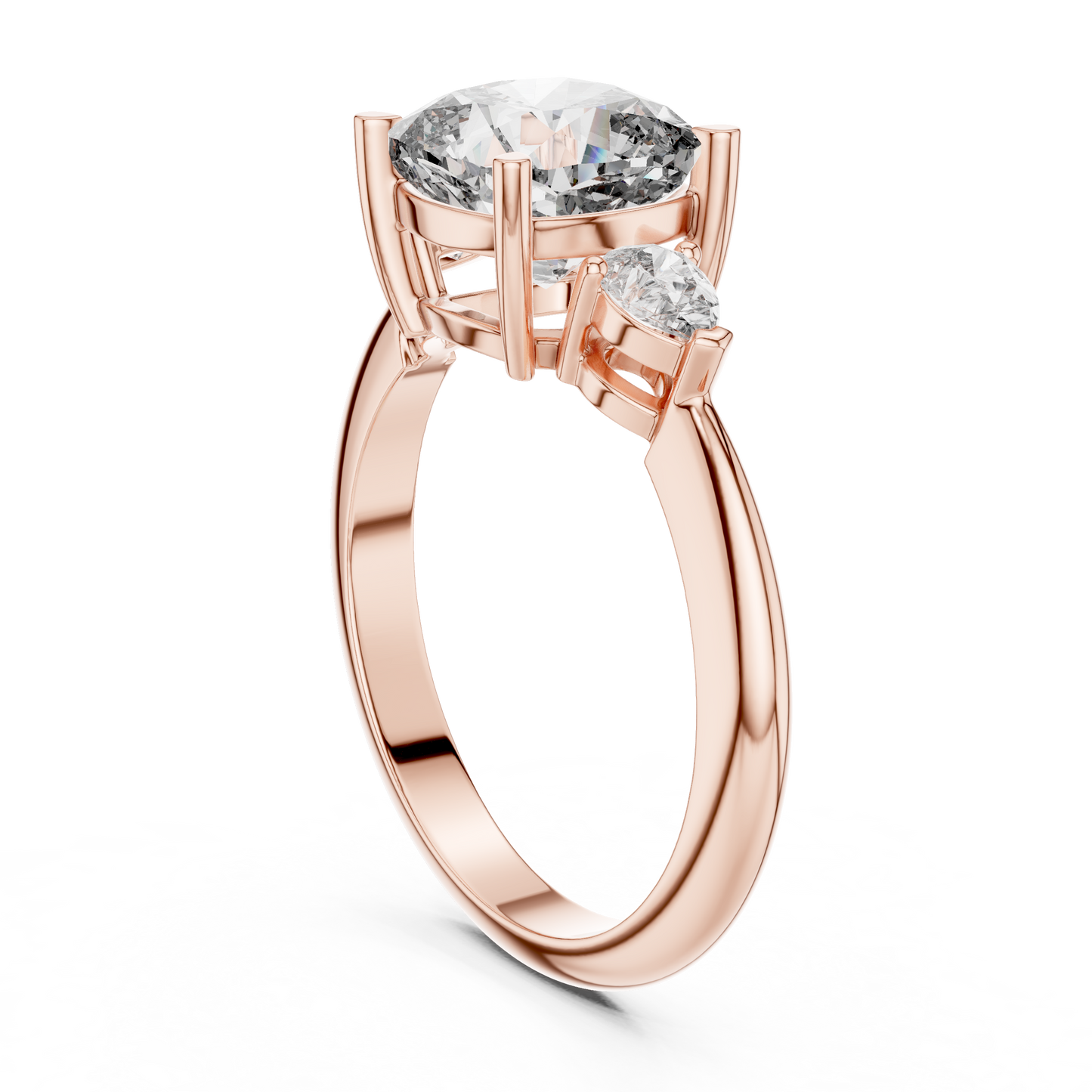 Cushion Cut Three-Stone Diamond Ring with Pear Side Stones