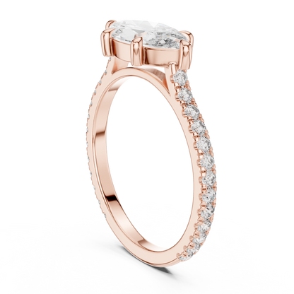 Modern Marquise Sculpted Pave Ring