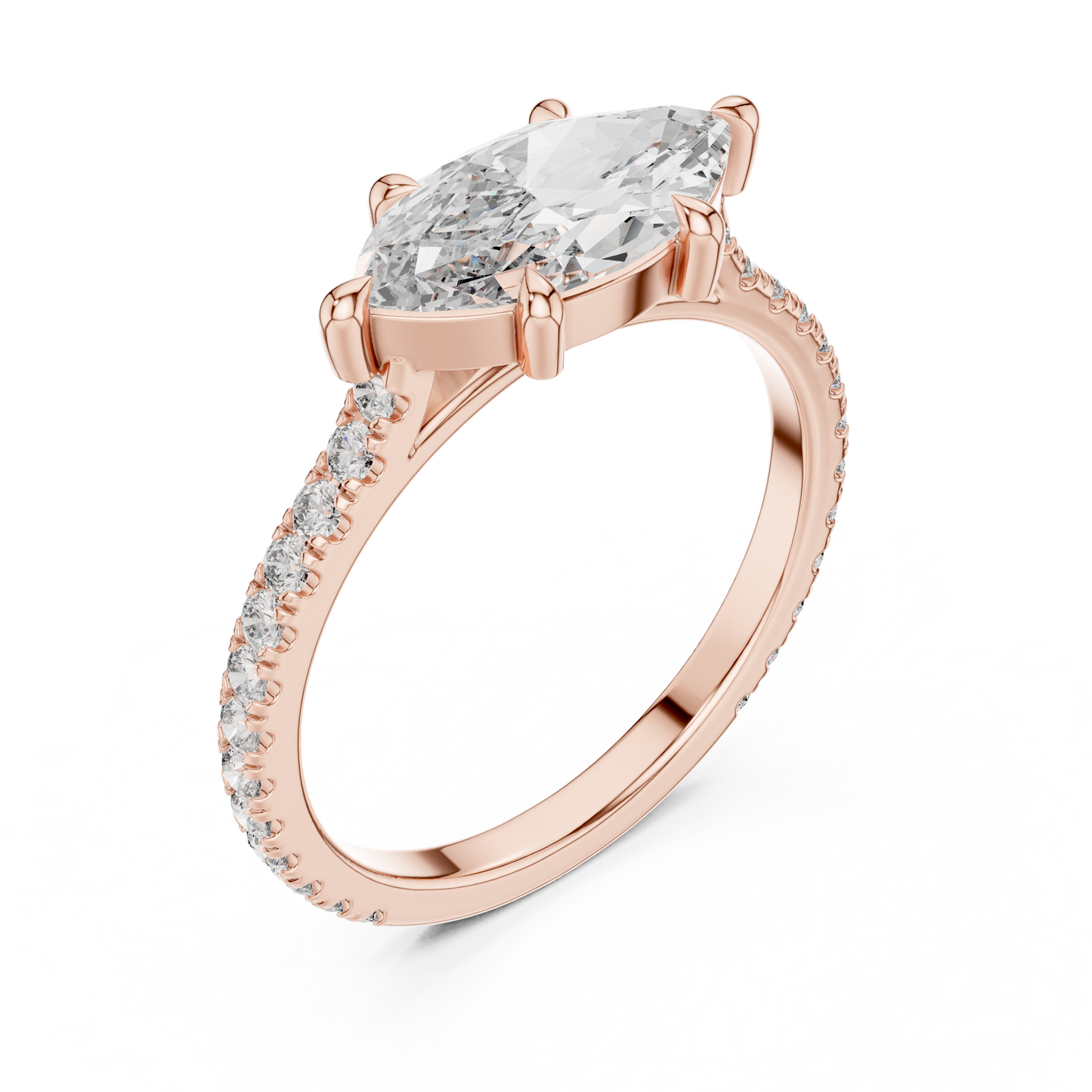 Modern Marquise Sculpted Pave Ring
