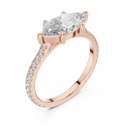 Modern Marquise Sculpted Pave Ring