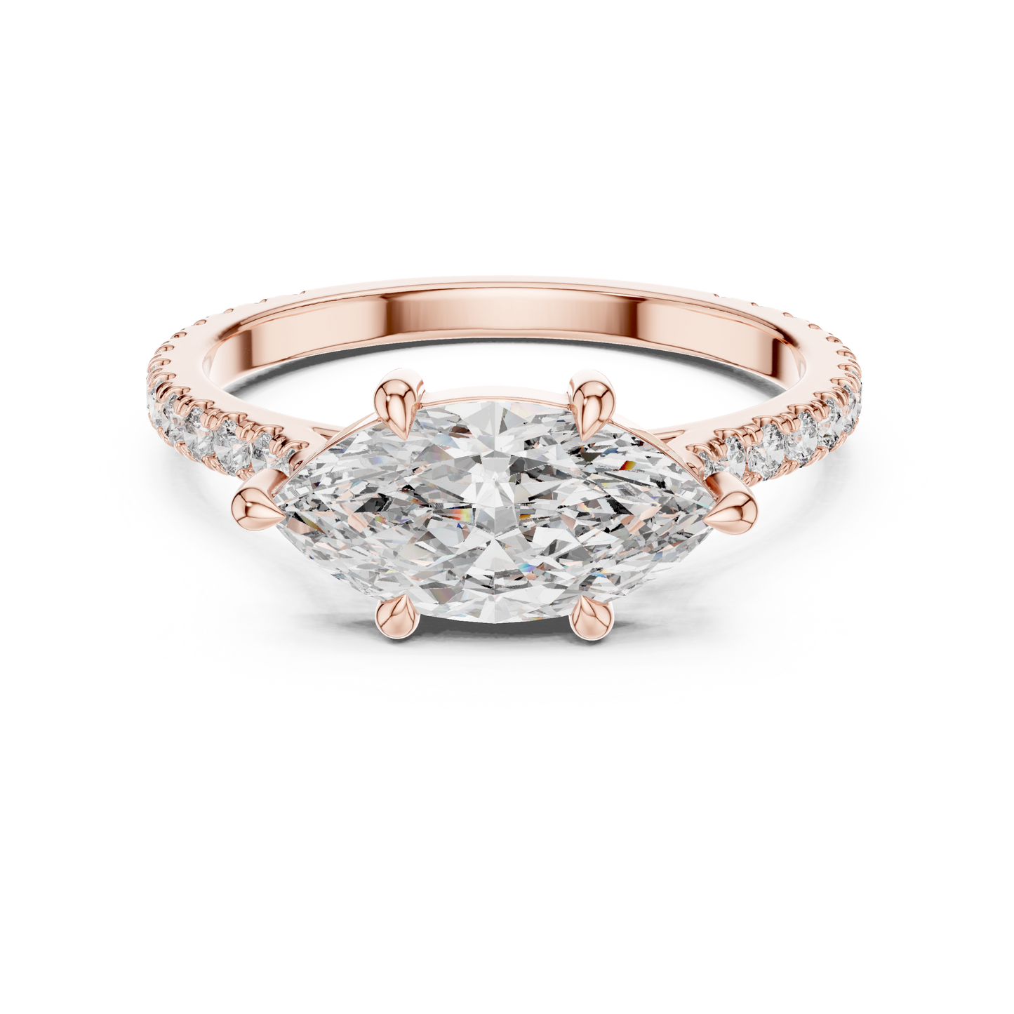 Modern Marquise Sculpted Pave Ring