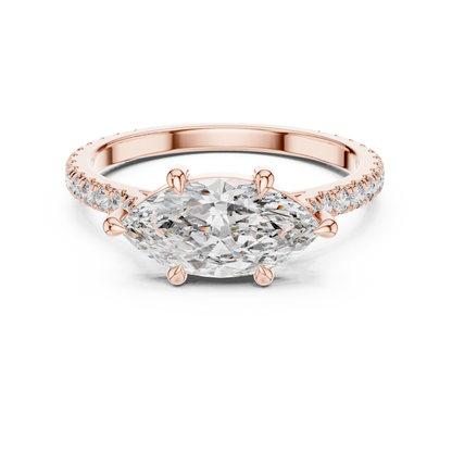 Modern Marquise Sculpted Pave Ring