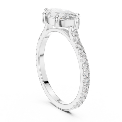 Modern Marquise Sculpted Pave Ring