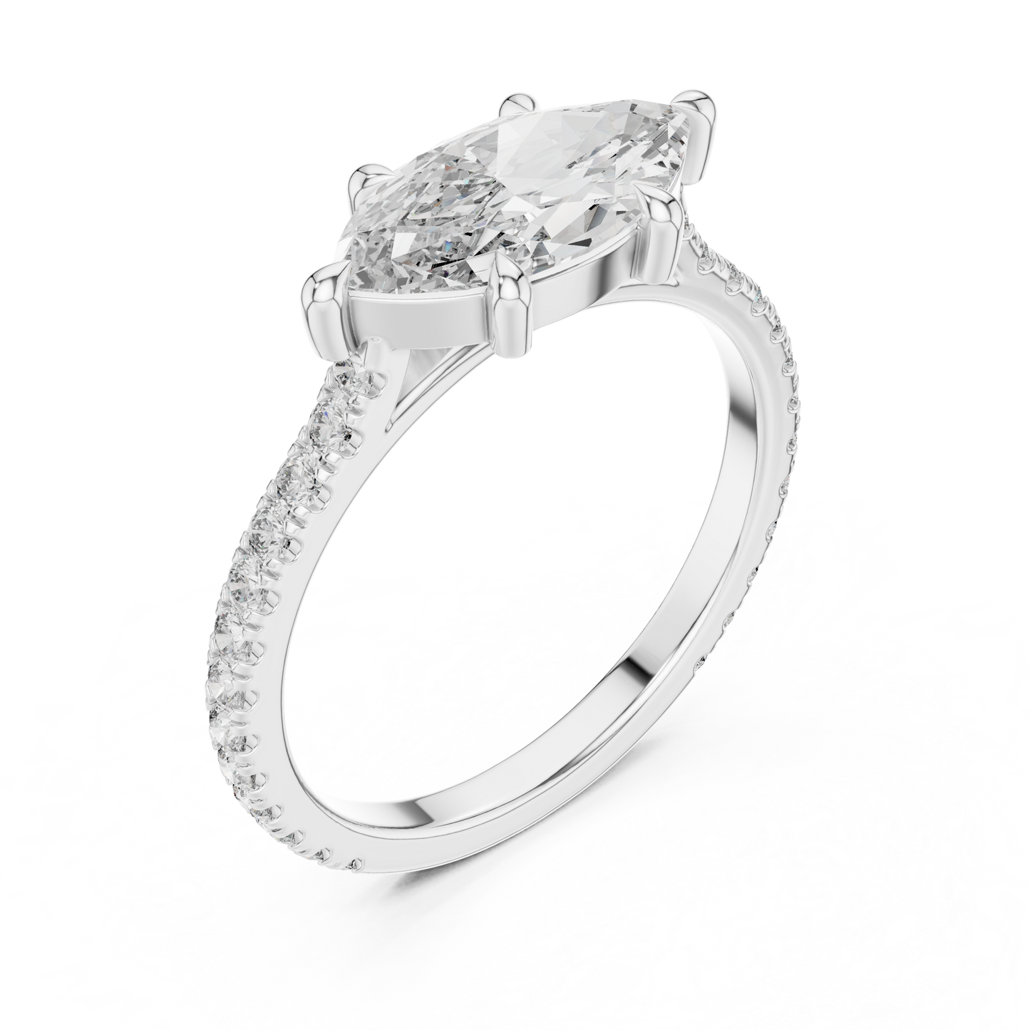 Modern Marquise Sculpted Pave Ring