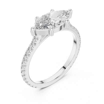 Modern Marquise Sculpted Pave Ring