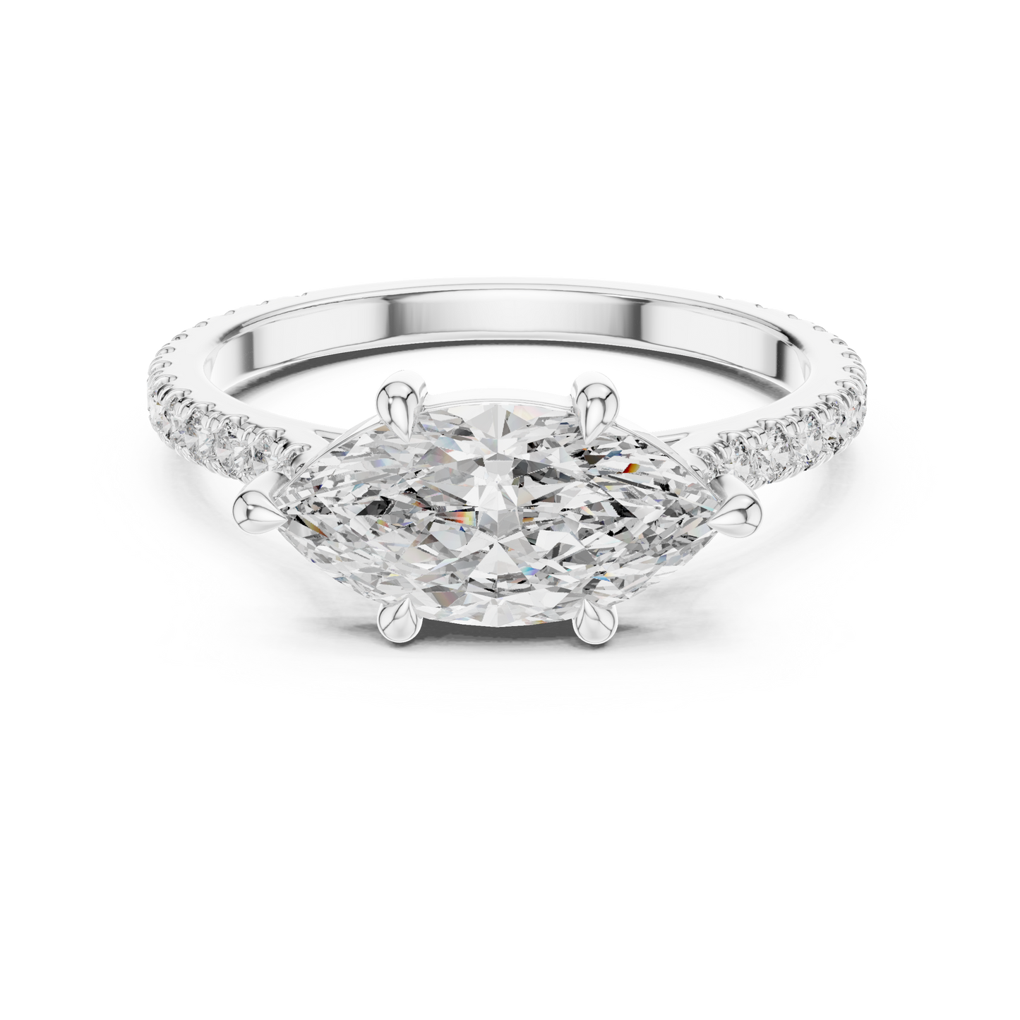 Modern Marquise Sculpted Pave Ring