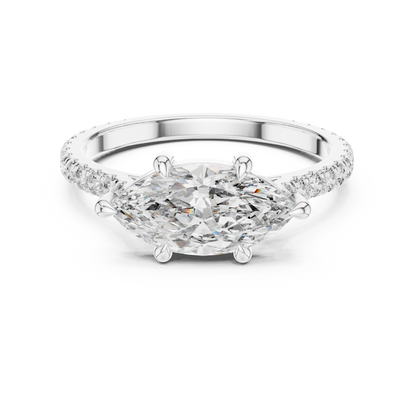 Modern Marquise Sculpted Pave Ring