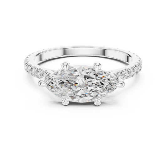 Modern Marquise Sculpted Pave Ring
