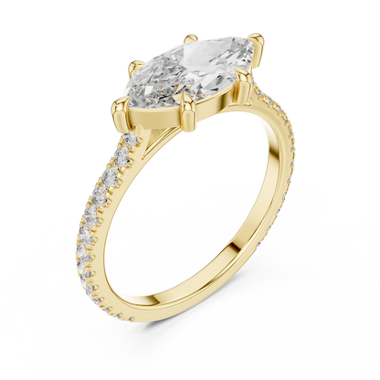 Modern Marquise Sculpted Pave Ring