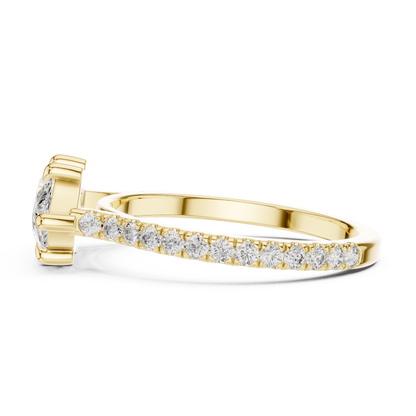 Modern Marquise Sculpted Pave Ring