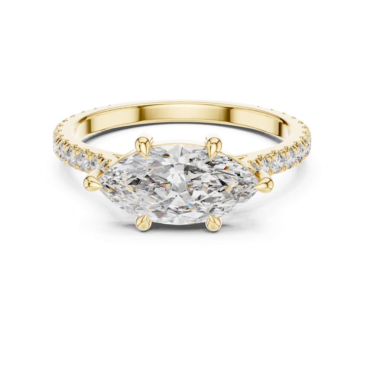 Modern Marquise Sculpted Pave Ring