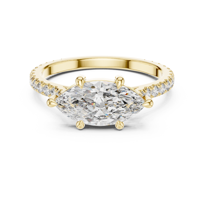 Modern Marquise Sculpted Pave Ring