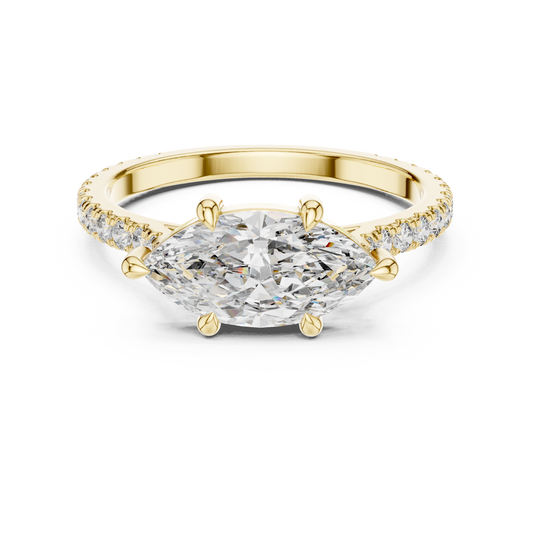 Modern Marquise Sculpted Pave Ring