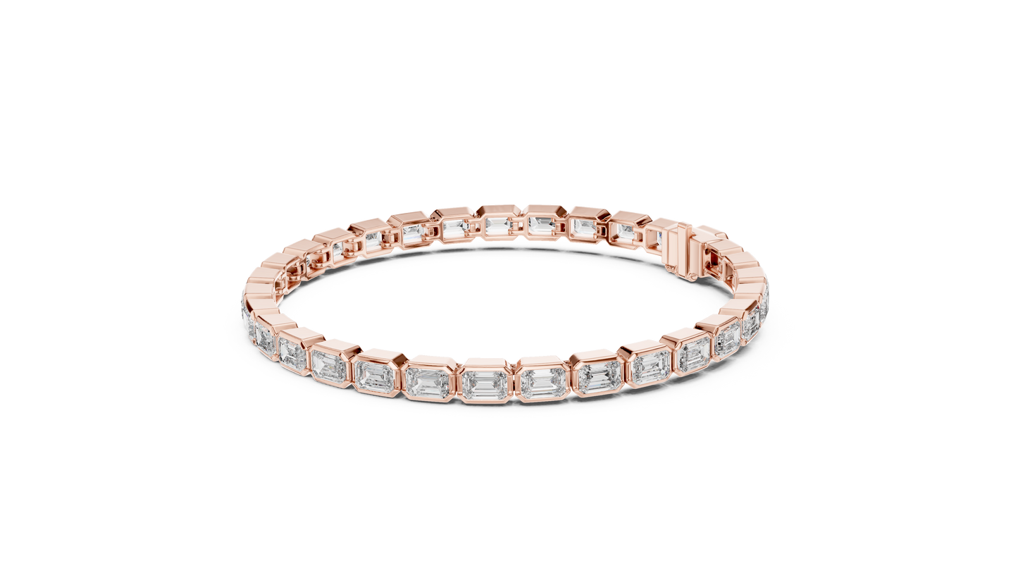 Emerald Cut Diamond Bracelet – 7 Inch Bezel Setting