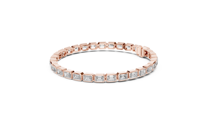 Emerald Cut Diamond Bracelet – 7 Inch Bezel Setting