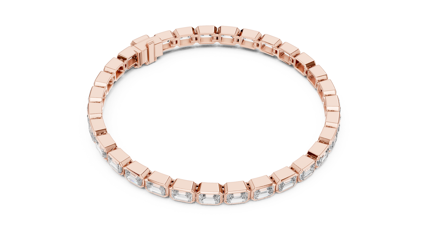 Emerald Cut Diamond Bracelet – 7 Inch Bezel Setting