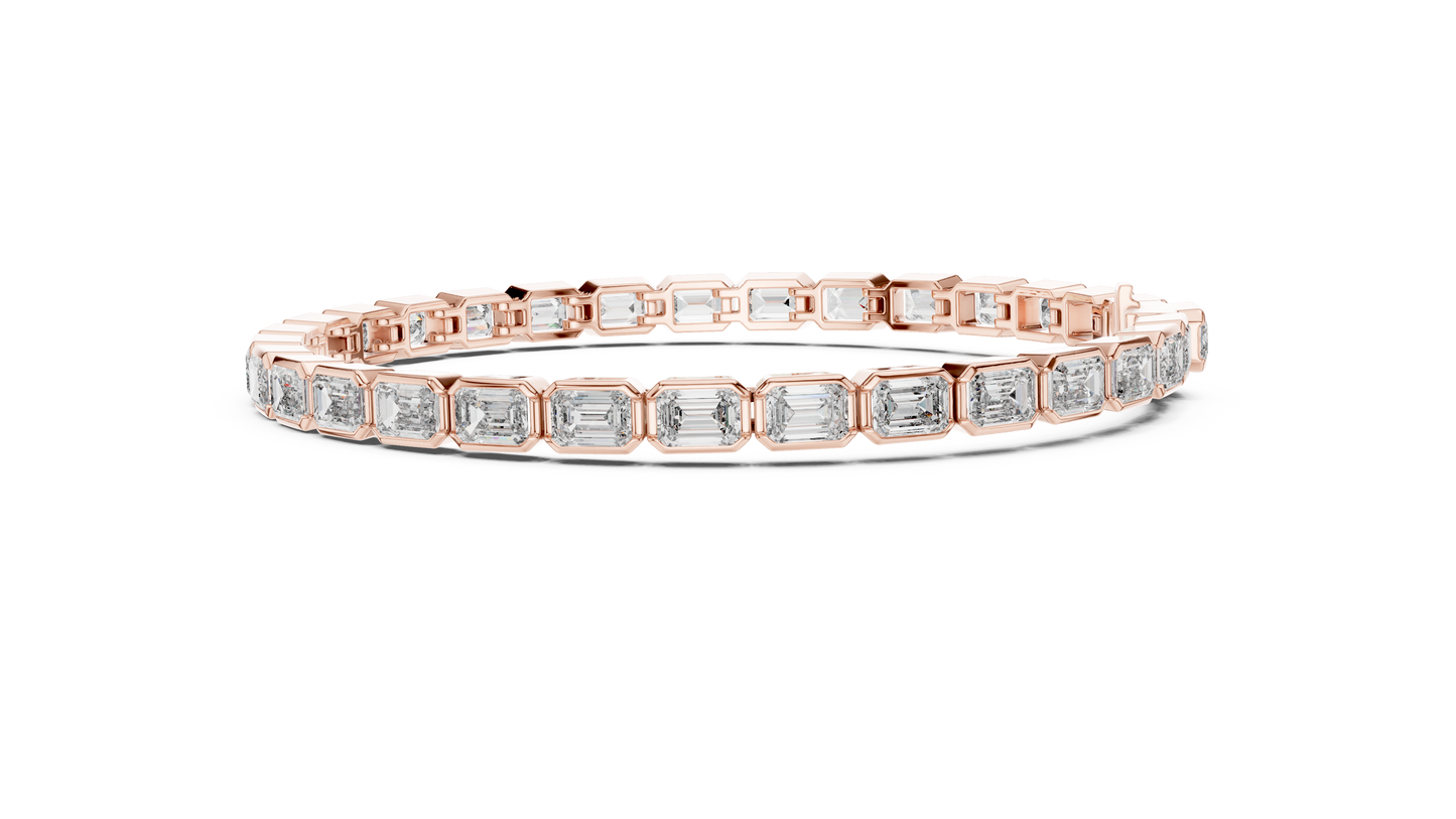 Emerald Cut Diamond Bracelet – 7 Inch Bezel Setting