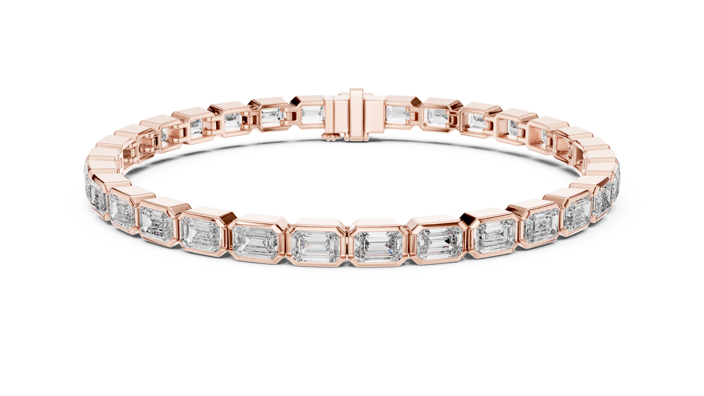 Emerald Cut Diamond Bracelet – 7 Inch Bezel Setting