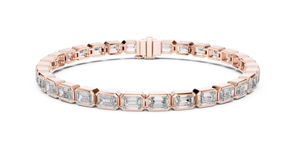 Emerald Cut Diamond Bracelet – 7 Inch Bezel Setting