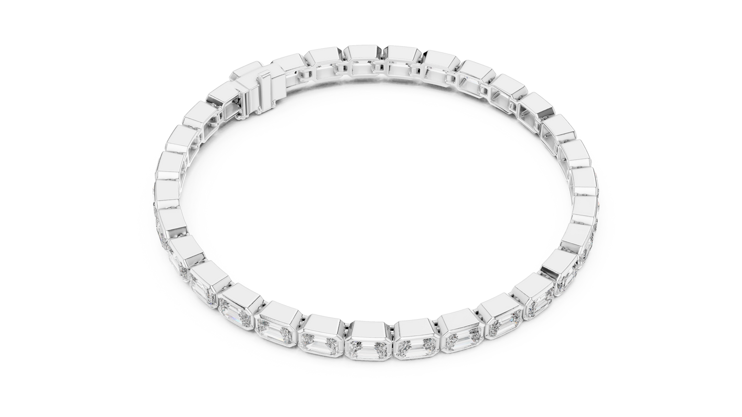 Emerald Cut Diamond Bracelet – 7 Inch Bezel Setting