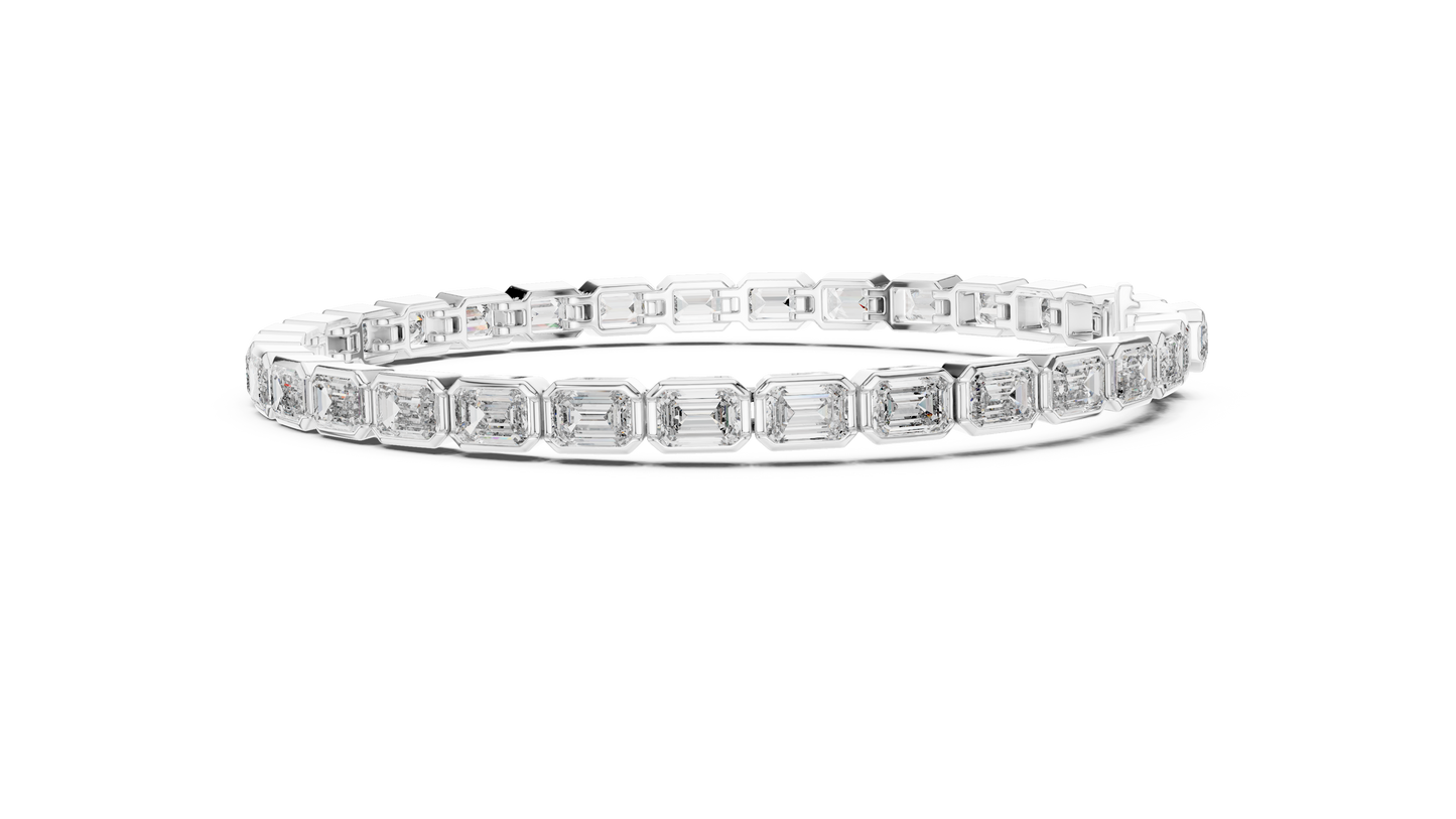 Emerald Cut Diamond Bracelet – 7 Inch Bezel Setting