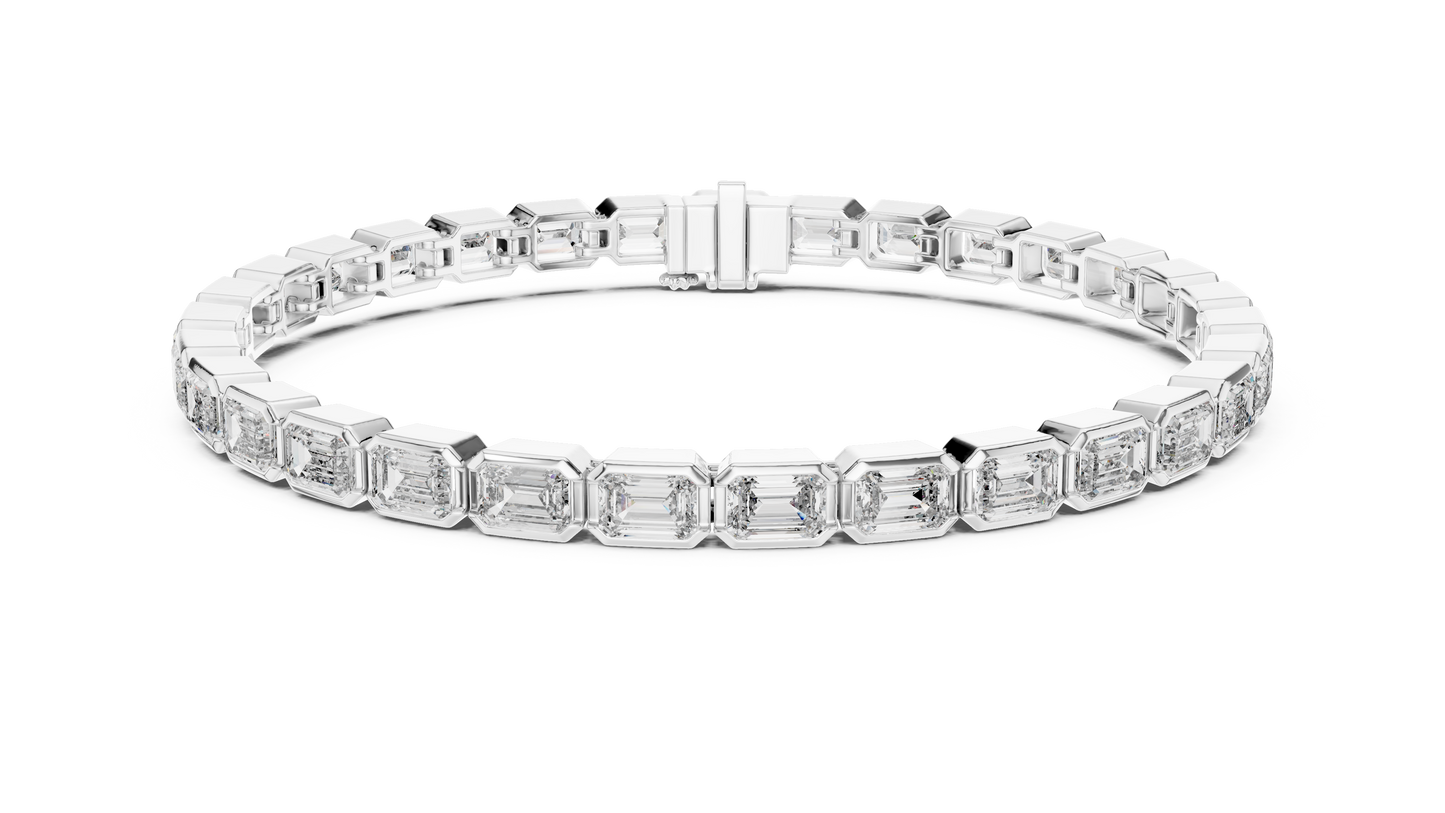 Emerald Cut Diamond Bracelet – 7 Inch Bezel Setting