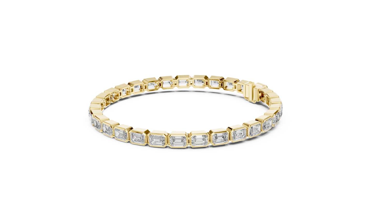 Emerald Cut Diamond Bracelet – 7 Inch Bezel Setting