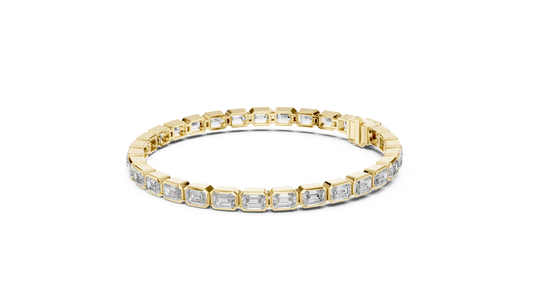 Emerald Cut Diamond Bracelet – 7 Inch Bezel Setting