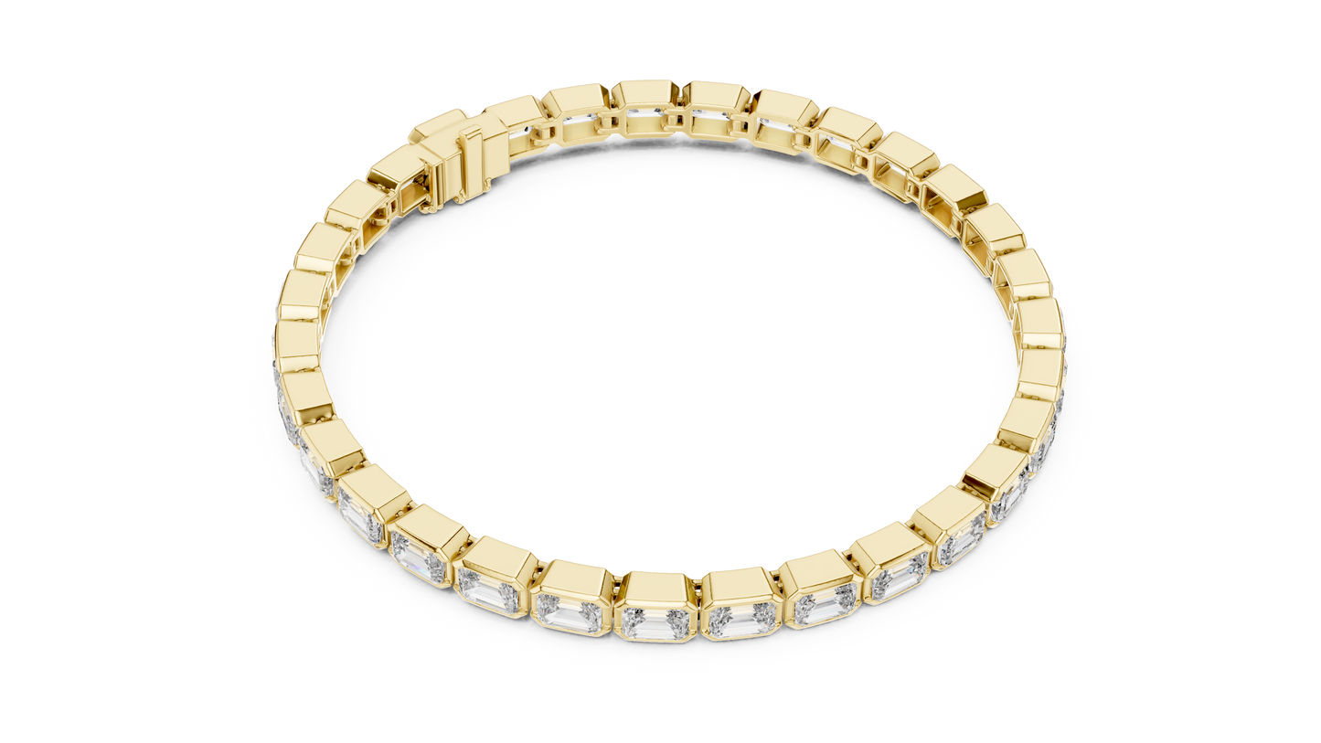 Emerald Cut Diamond Bracelet – 7 Inch Bezel Setting