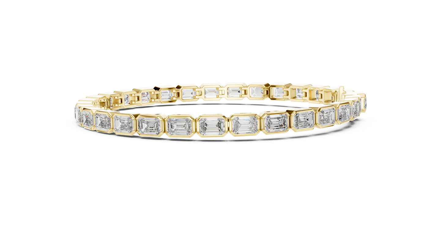 Emerald Cut Diamond Bracelet – 7 Inch Bezel Setting