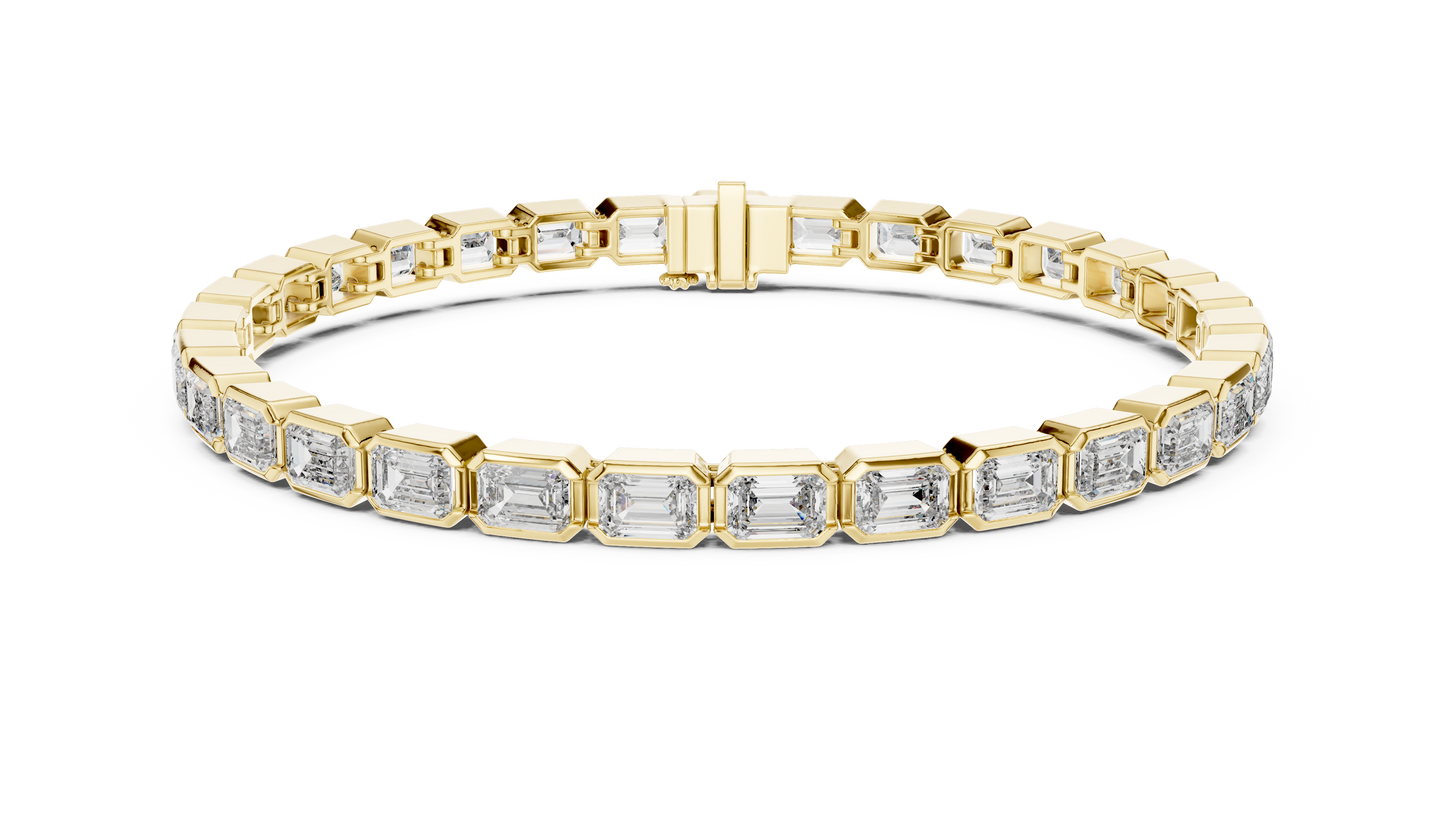 Emerald Cut Diamond Bracelet – 7 Inch Bezel Setting