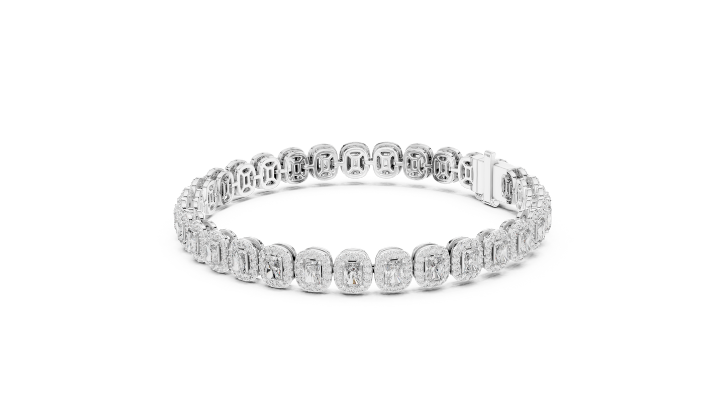 Diamond Tennis Bracelet with Radiant-Cut Accents