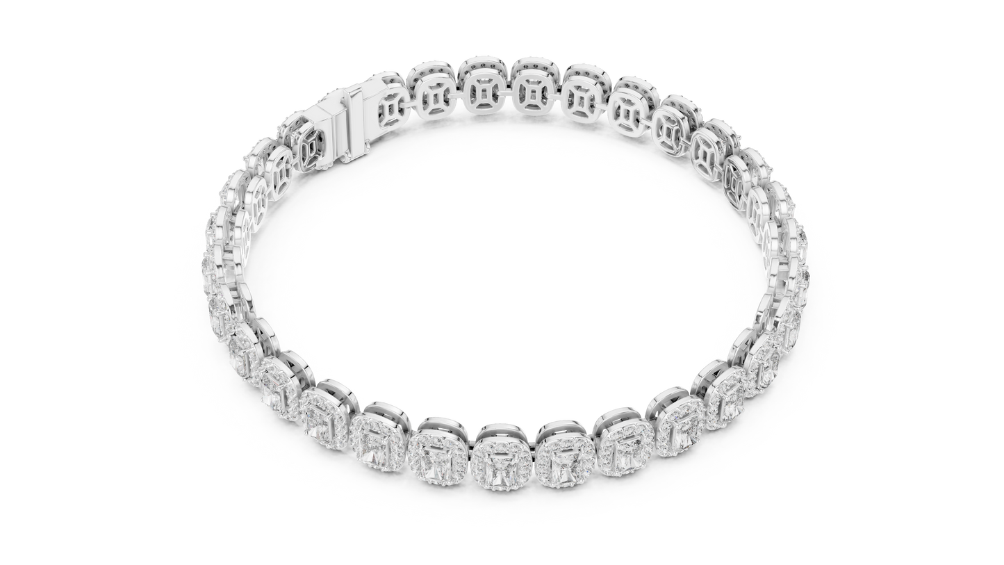 Diamond Tennis Bracelet with Radiant-Cut Accents