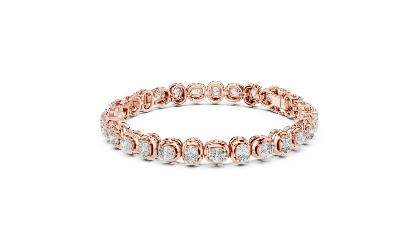 Cushion-Cut Blue Gemstone Eternity Ring with Diamond-Style Pavé Setting