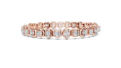 Cushion-Cut Blue Gemstone Eternity Ring with Diamond-Style Pavé Setting
