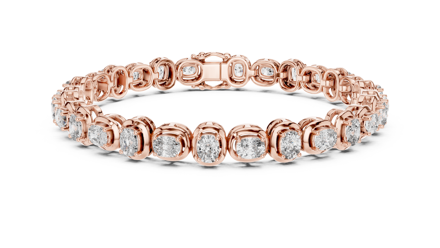 Cushion-Cut Blue Gemstone Eternity Ring with Diamond-Style Pavé Setting