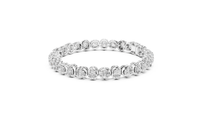 Cushion-Cut Blue Gemstone Eternity Ring with Diamond-Style Pavé Setting