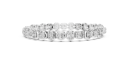 Cushion-Cut Blue Gemstone Eternity Ring with Diamond-Style Pavé Setting