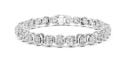 Cushion-Cut Blue Gemstone Eternity Ring with Diamond-Style Pavé Setting